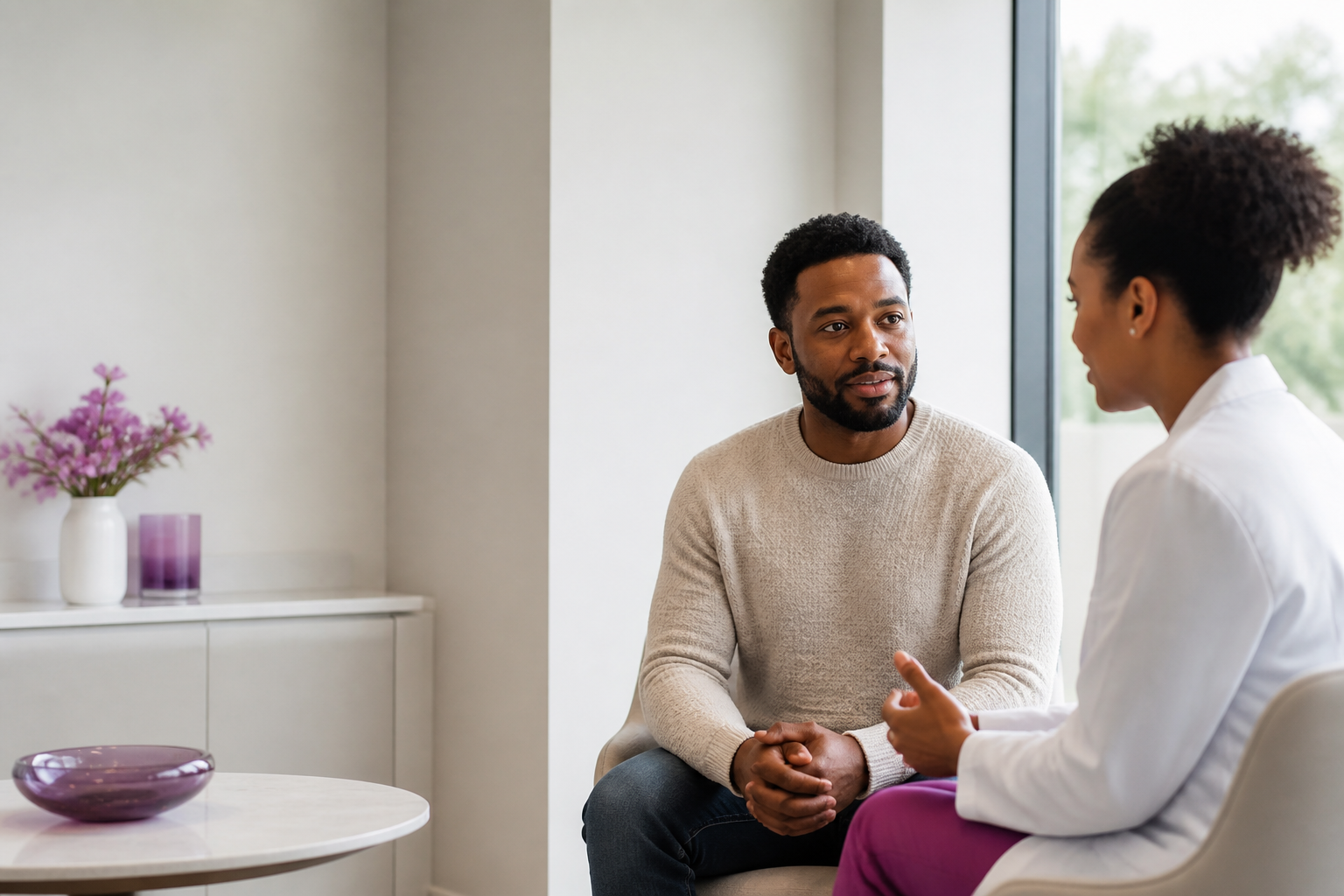 Illustrative consultation between a patient and dental professional